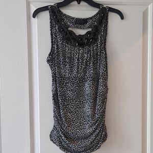 Black+White leopard print top